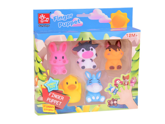 Rubber finger puppets FARM animals - set of 5 ZA5600 figures