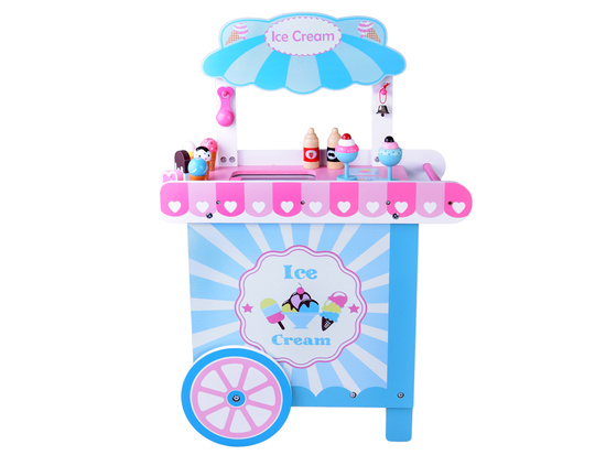 Large pastel wooden ice cream stand + 8 different ice creams ZA5945