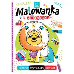 Aksjomat Książeczka Malowanka z Literkami Uczę się, przyklejam Naklejki Zwierzątka KS0934