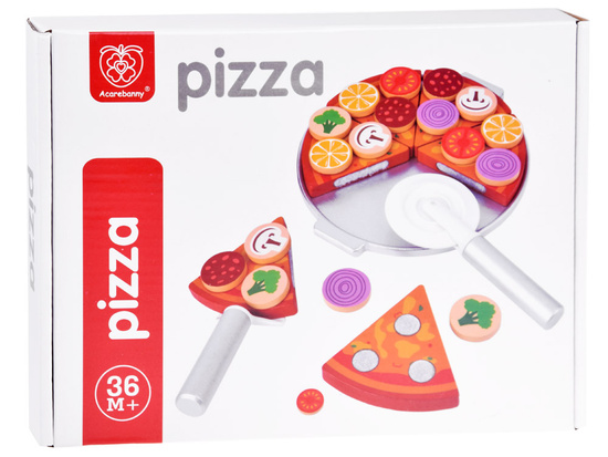 Set of WOODEN PIZZA for cutting 16.5 cm WITH VELCRO Accessories 27 pcs ZA4689