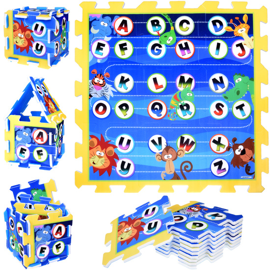 Puzzle piankowe - edukacyjna mata dla dzieci ALFABET dżungla 93x93cm ZA3148