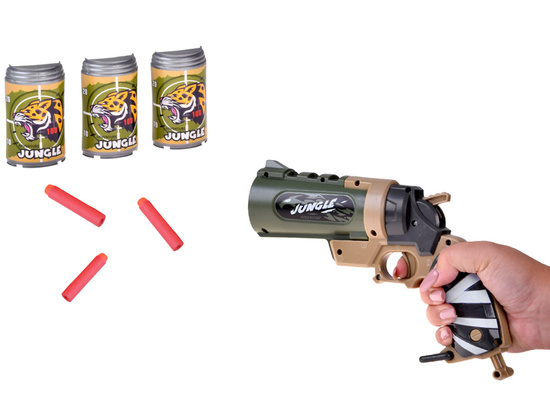 Pistolet na piankowe naboje + puszki zestaw strzelecki dla dzieci ZA5981