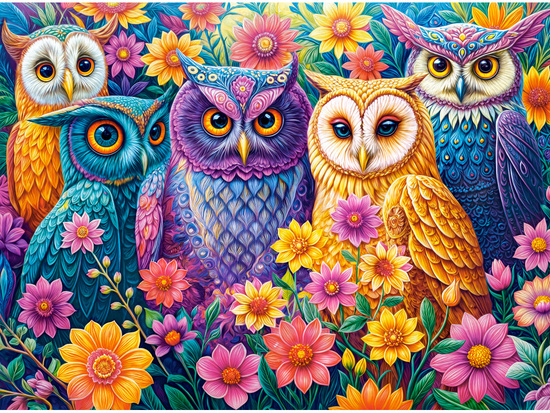 Puzzle 3000-elementów Flower Owl Meeting C-300723-2 