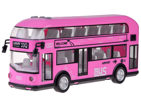 Pink double-decker bus with opening doors and sound ZA4748