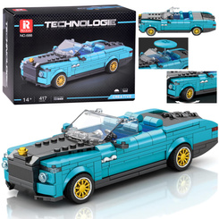 Technical blocks Retro car BLUE CABRIOLET gold rims 417 pieces ZA5788