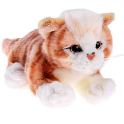 Red cat mascot, lying kitten, 30 cm, plush toy 13736