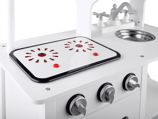 Interactive WHITE wooden kitchen for children Induction + accessories ZA4127