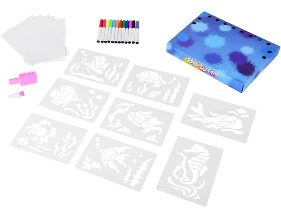 AIRBRUSH Creative Art Set - Painting Pump, Markers and Stencils ZA5710