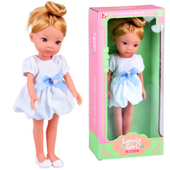 Lovely Girl Doll with Blonde Bun in White Dress 33cm ZA5850