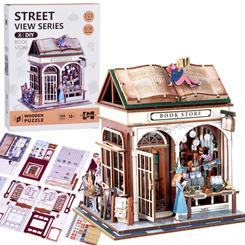 Wooden 3D PUZZLE Series Bookstore building 148 elements lighting ZA6014