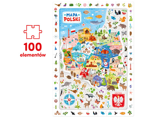 CzuCzu Obserwacyjne puzzle Mapa Polski 100 elementów  5+ plakat  ZA5561