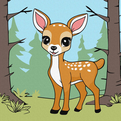 Painting by numbers for kids 25x25cm KHO6193 Magic deer AP0083