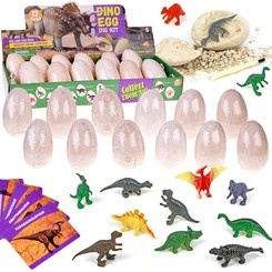 Archeology Set 12 Large Eggs + Discover the World of Dinosaurs cards ZA4999