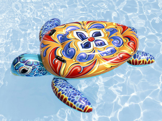 Bestway Inflatable mattress with handles TURTLE Majolica print 183x173cm 41523