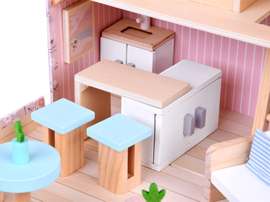 FLOWER Dollhouse in a lockable suitcase + wooden furniture ZA5930