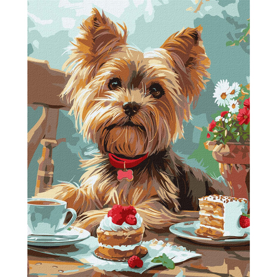 Painting by numbers 40x50 cm KHO6629 Afternoon tea with a Yorkie AP0114