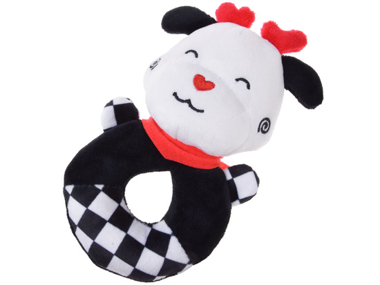Contrast rattle for babies with a squeaker COW ZA5777