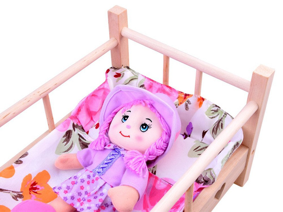Wooden BED for dolls 50cm + bedding ZA2781