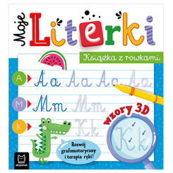 Aksjomat Moje Literki. Książka z rowkami. Wzory 3D. Zabawy grafomotoryczne KS1029