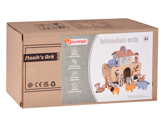 Wooden Noah’s Ark + Animal Figures Educational Toy Sorter ZA5931