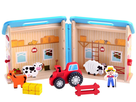 Wooden folding house farm animals ZA3723