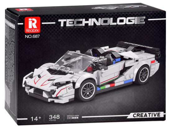 Technical blocks Super sports car WHITE CABRIOLET spoiler 348 pieces ZA5787