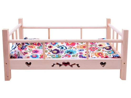 Wooden BED for dolls 50cm + bedding ZA2781