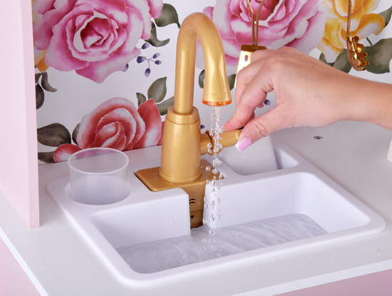 Wooden kitchen for children RÓŻANA - burner, sink, pots, accessories ZA5932