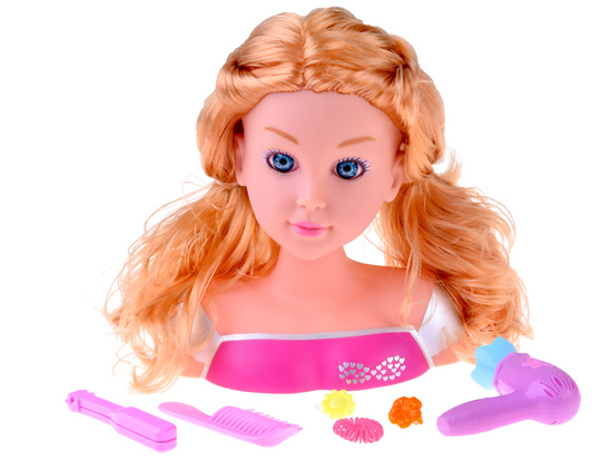 BLONDE DOLL 20 cm combing head with hairdressing accessories ZA5837