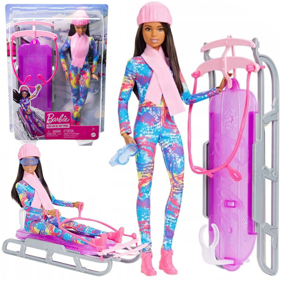Mattel Barbie You Can Be Anything Winter Doll + Sled ZA6033