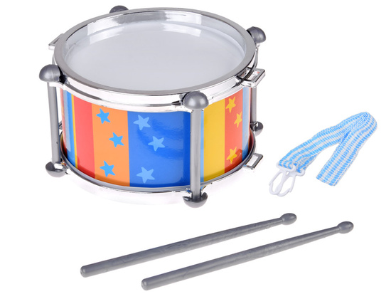 Colorful drum for a drummer, 2 sticks + strap, diameter 18 cm IN0181