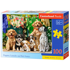 Puppies, Laundry and Bird Antics 100-piece puzzle B-111305