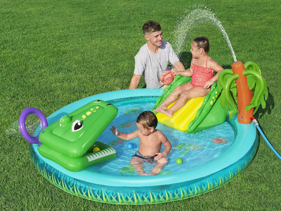 Bestway Inflatable Playground CROCODILE Slide + Sprinkler + Balls 53166