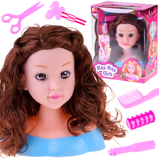 Hairdressing head 20 cm BLACK DOLL with hairdressing accessories ZA5838