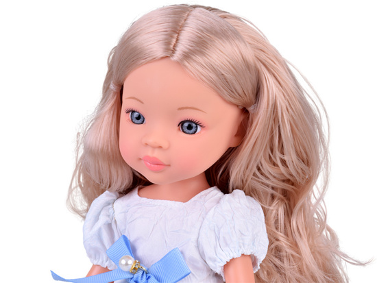 Lovely Girl Doll blonde with long hair in a white dress 33cm ZA5850