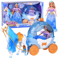 Fairytale princess doll in a ball gown + royal carriage horse ZA5705
