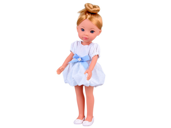 Lovely Girl Doll with Blonde Bun in White Dress 33cm ZA5850