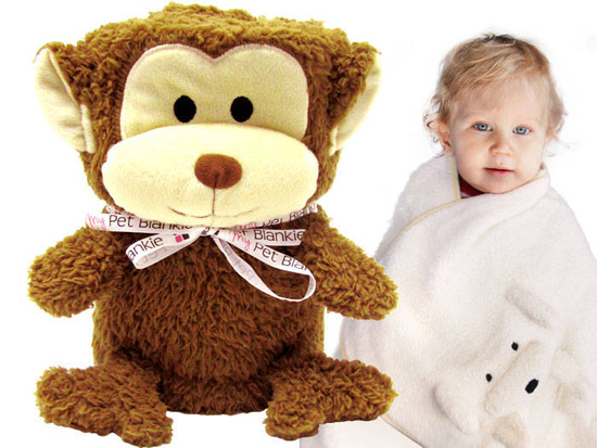 Soft blanket - cuddly 2in1 MONKEY in mocha mouse color ZA0724