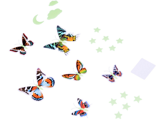 Magical Fluorescent Butterflies and Stars – Glowing Stickers ZA5681