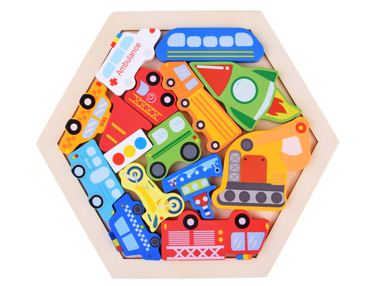 Wooden puzzle Vehicles fire brigade ship 16 pieces ZA4