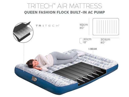 Bestway Camping Mattress 2-Person 300kg 203x152cm - Built-in Pump 67836