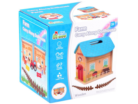 Wooden folding house farm animals ZA3723