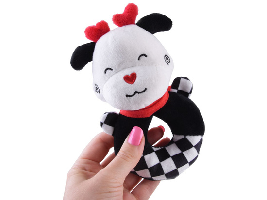 Contrast rattle for babies with a squeaker COW ZA5777