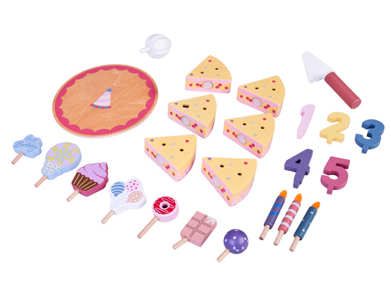 Candy Wooden Birthday Cake Toy with Candles and Decorations – Cutting Play Set ZA5936