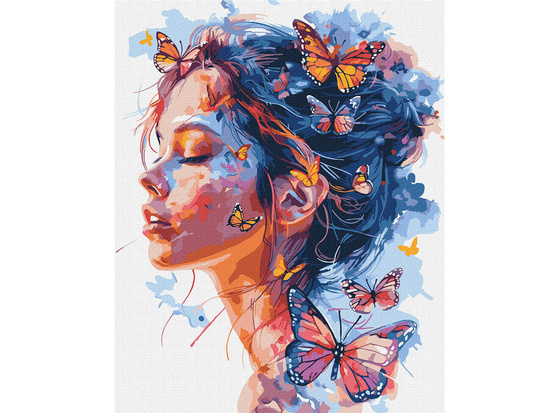 Painting by numbers on frame KHO8458 Girl and butterflies 40x50 cm AP0118
