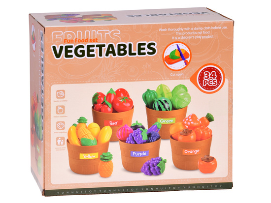 Set for cutting vegetables and fruits with Velcro + learning colors - 34 pieces ZA5904