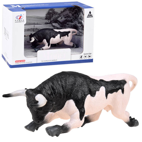 Figurine Black and white BULL ready to attack ZA4473