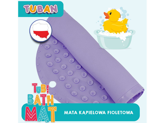 Tuban Antypoślizgowa mata kąpielowa Tubi fioletowa 70x35cm ZA5974