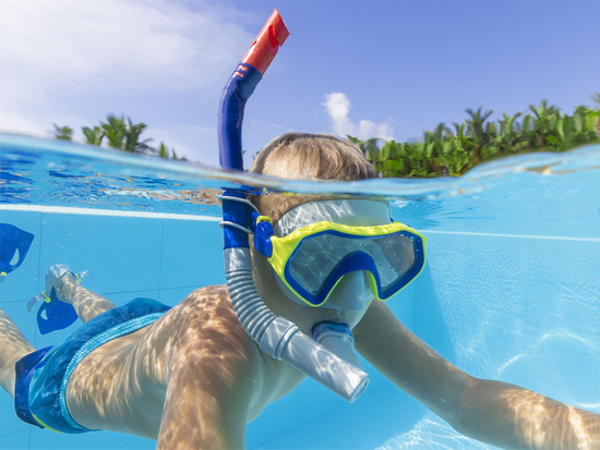 Bestway Zestaw do snorkelingu Maska z rurką i płetwami NIEBIESKI 7+ 25046