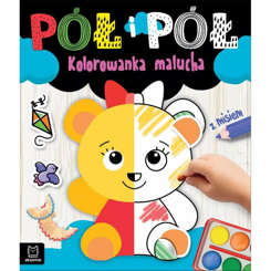 Half and half. Coloring page for a toddler with a teddy bear KS0753